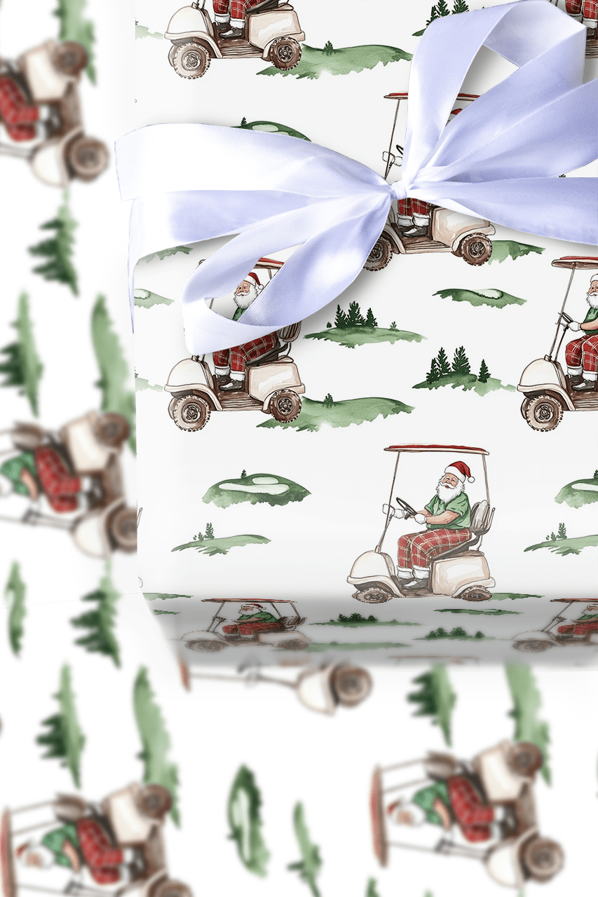 Santa's Tee Time - Wrapping Paper - Aspen & Arlo