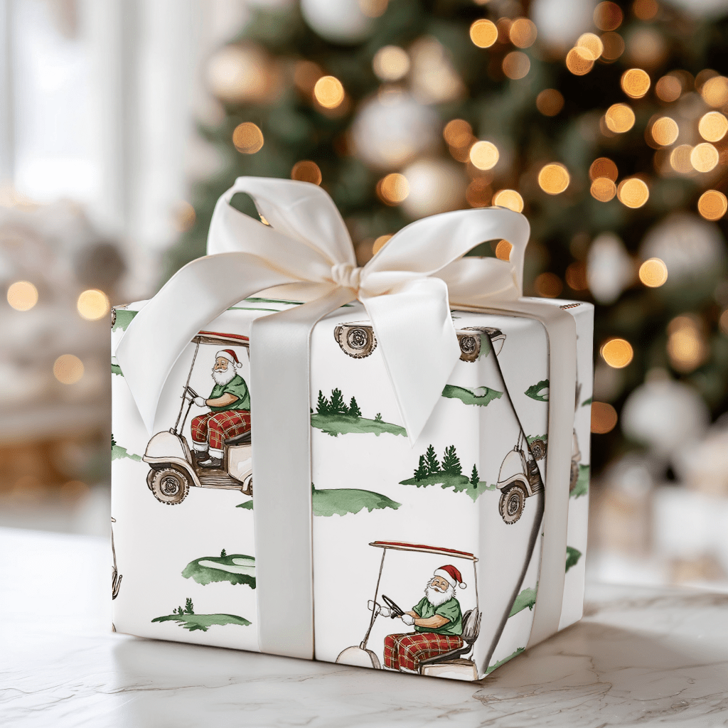 Santa's Tee Time - Wrapping Paper - Aspen & Arlo