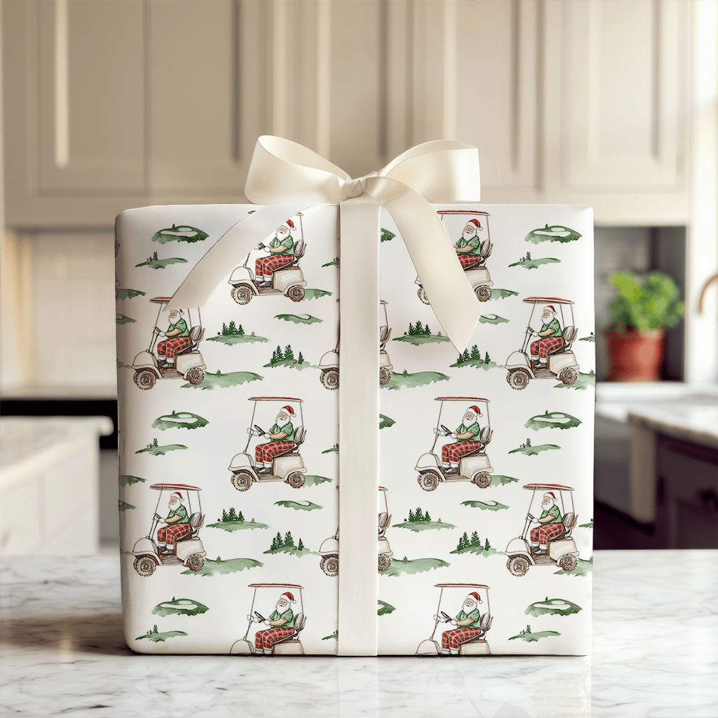 Santa's Tee Time - Wrapping Paper - Aspen & Arlo