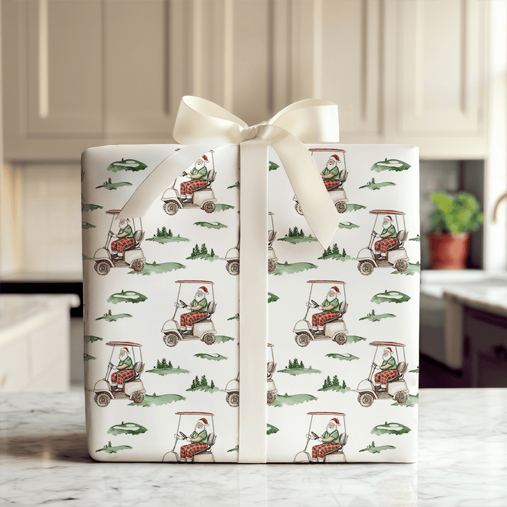 Santa's Tee Time - Wrapping Paper - Aspen & Arlo