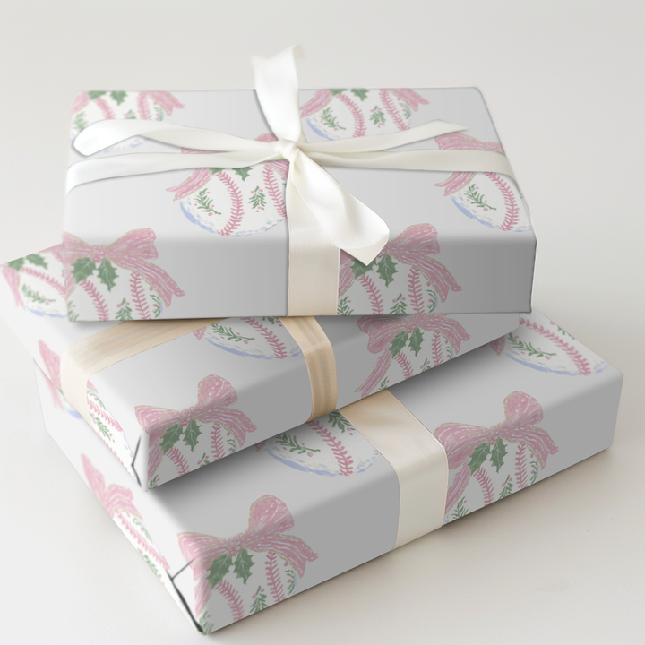 Pink Baseball Bow
