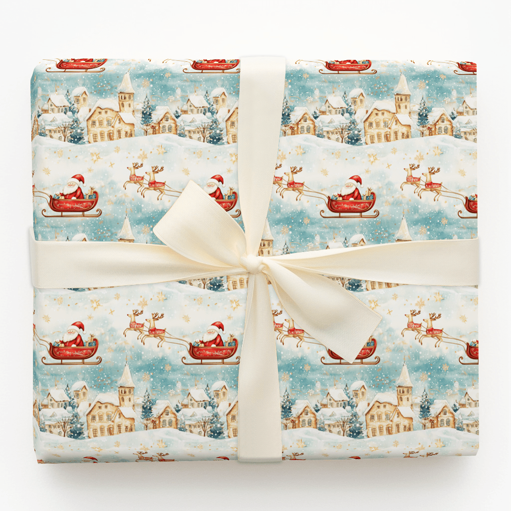 Vintage Santa Sleigh - Wrapping Paper - Aspen & Arlo