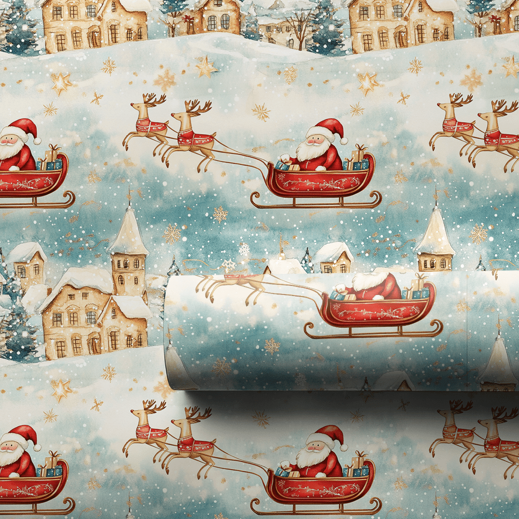 Vintage Santa Sleigh - Wrapping Paper - Aspen & Arlo