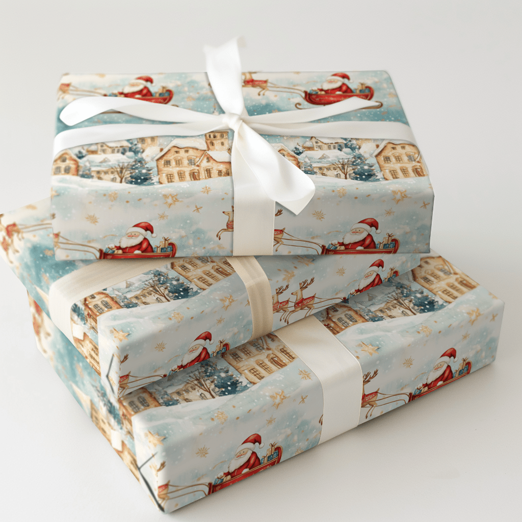 Vintage Santa Sleigh - Wrapping Paper - Aspen & Arlo