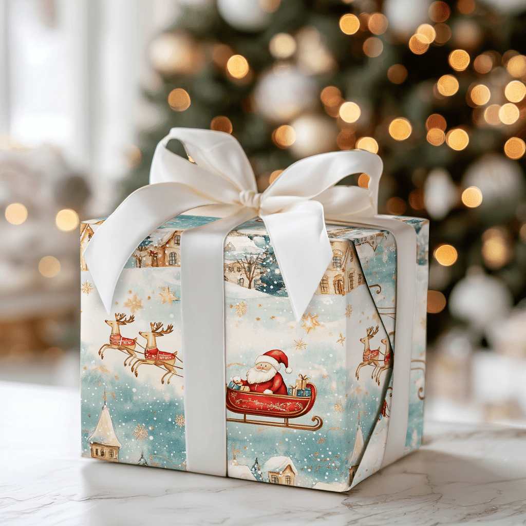 Vintage Santa Sleigh - Wrapping Paper - Aspen & Arlo