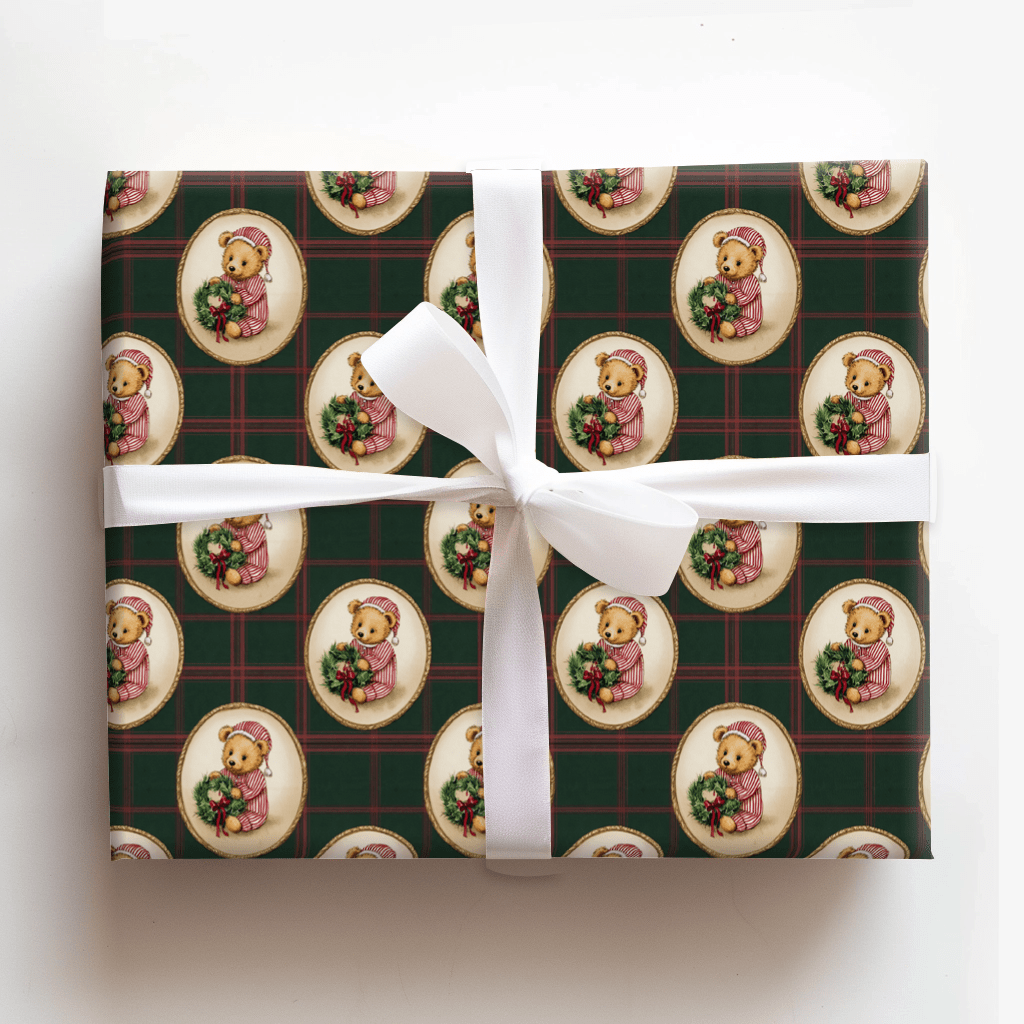 Sleepy Bear Tartan - Wrapping Paper - Aspen & Arlo