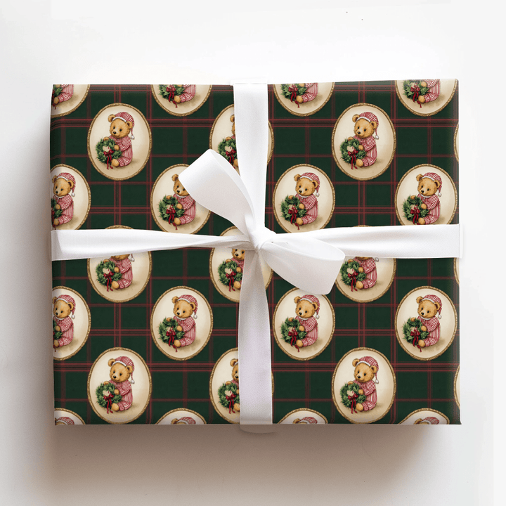 Sleepy Bear Tartan - Wrapping Paper - Aspen & Arlo