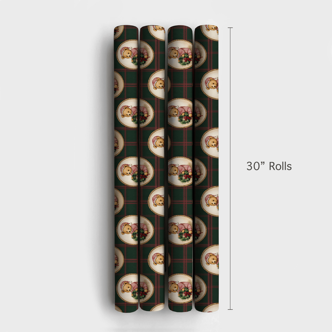 Sleepy Bear Tartan - Wrapping Paper - Aspen & Arlo