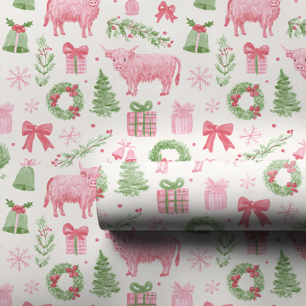 Pink & Green Highland Cow