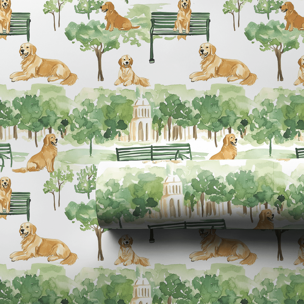 Stroll with the Goldens - Wrapping Paper - Aspen & Arlo