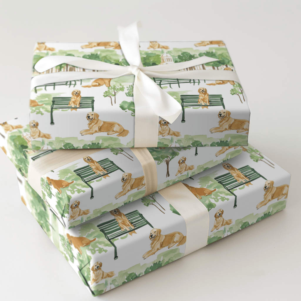Stroll with the Goldens - Wrapping Paper - Aspen & Arlo