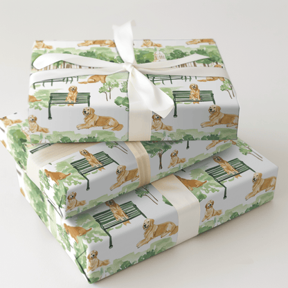 Stroll with the Goldens - Wrapping Paper - Aspen & Arlo