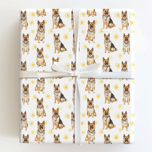Sunny Day with the German Shepherds - Wrapping Paper - Aspen & Arlo