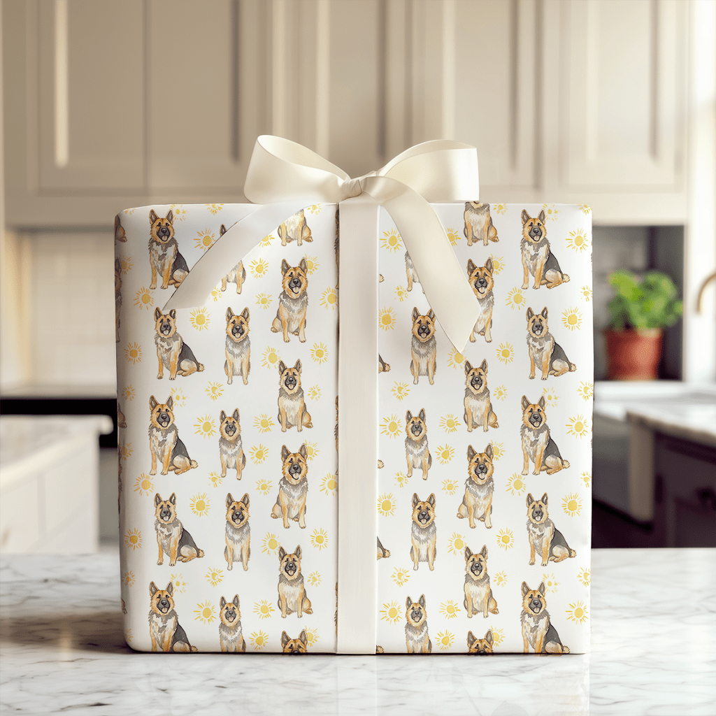 Sunny Day with the German Shepherds - Wrapping Paper - Aspen & Arlo