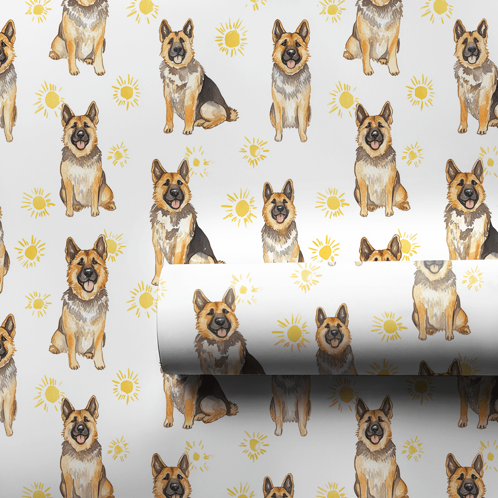 Sunny Day with the German Shepherds - Wrapping Paper - Aspen & Arlo