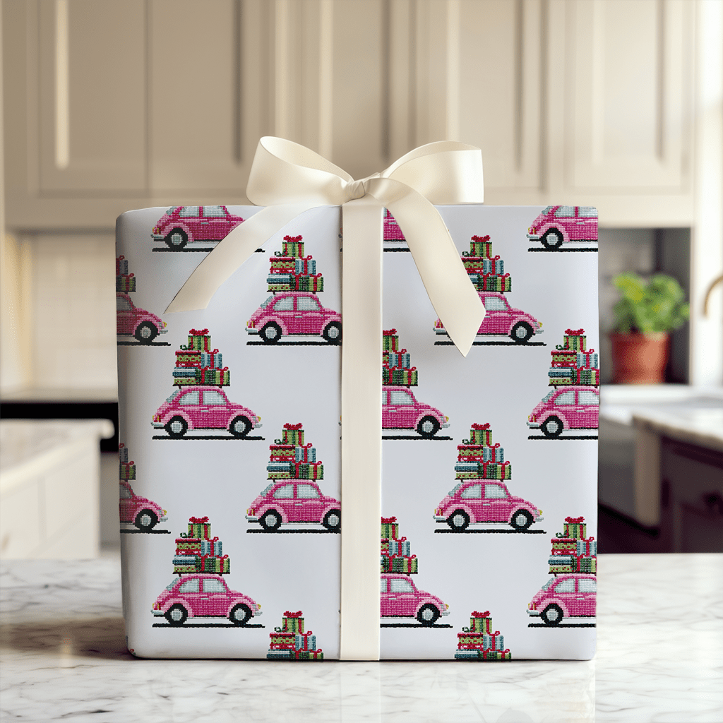 Needlepoint Pink Presents - Wrapping Paper - Aspen & Arlo