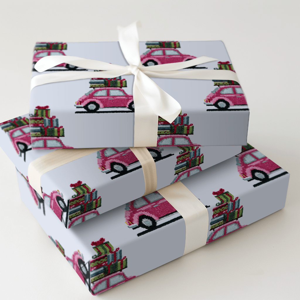 Needlepoint Pink Presents - Wrapping Paper - Aspen & Arlo