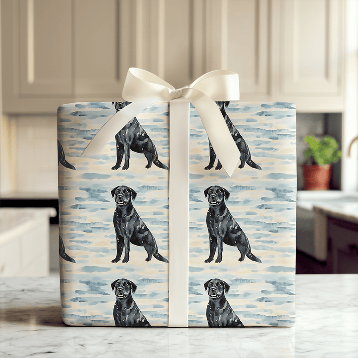 Blue Sky with the Black Lab - Wrapping Paper - Aspen & Arlo