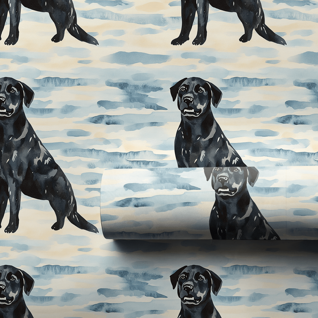 Blue Sky with the Black Lab - Wrapping Paper - Aspen & Arlo