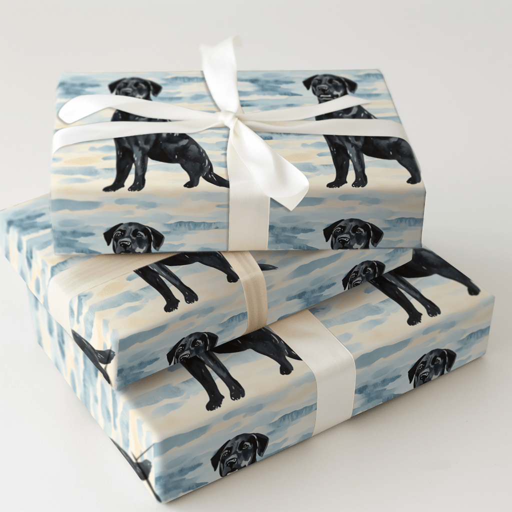 Blue Sky with the Black Lab - Wrapping Paper - Aspen & Arlo