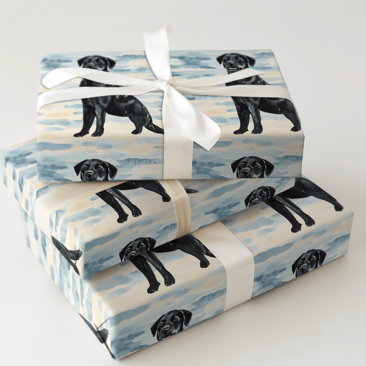 Blue Sky with the Black Lab - Wrapping Paper - Aspen & Arlo