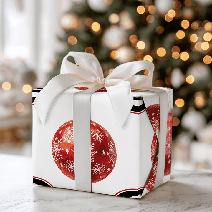 Red & Black Bauble - Wrapping Paper - Aspen & Arlo