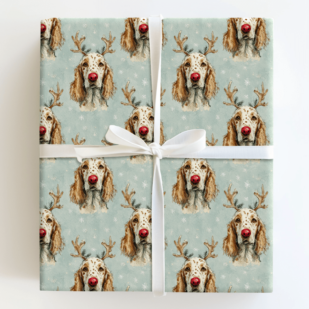 Rudolph the English Setter - Wrapping Paper - Aspen & Arlo