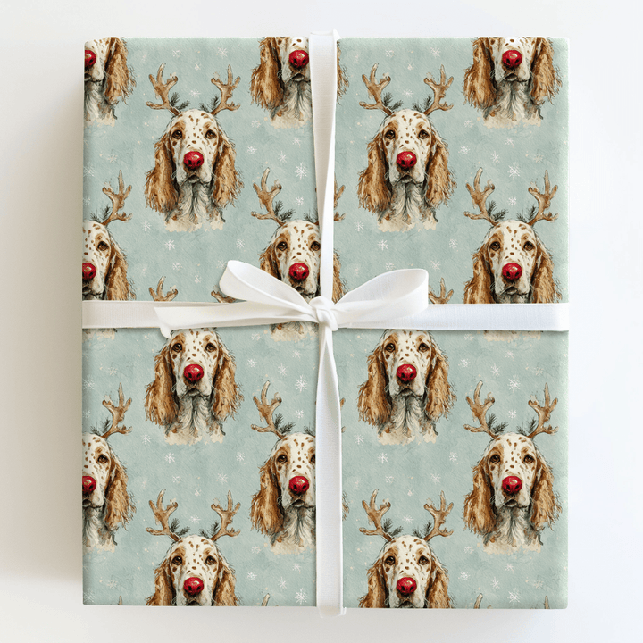 Rudolph the English Setter - Wrapping Paper - Aspen & Arlo