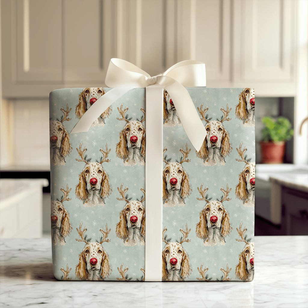 Rudolph the English Setter - Wrapping Paper - Aspen & Arlo