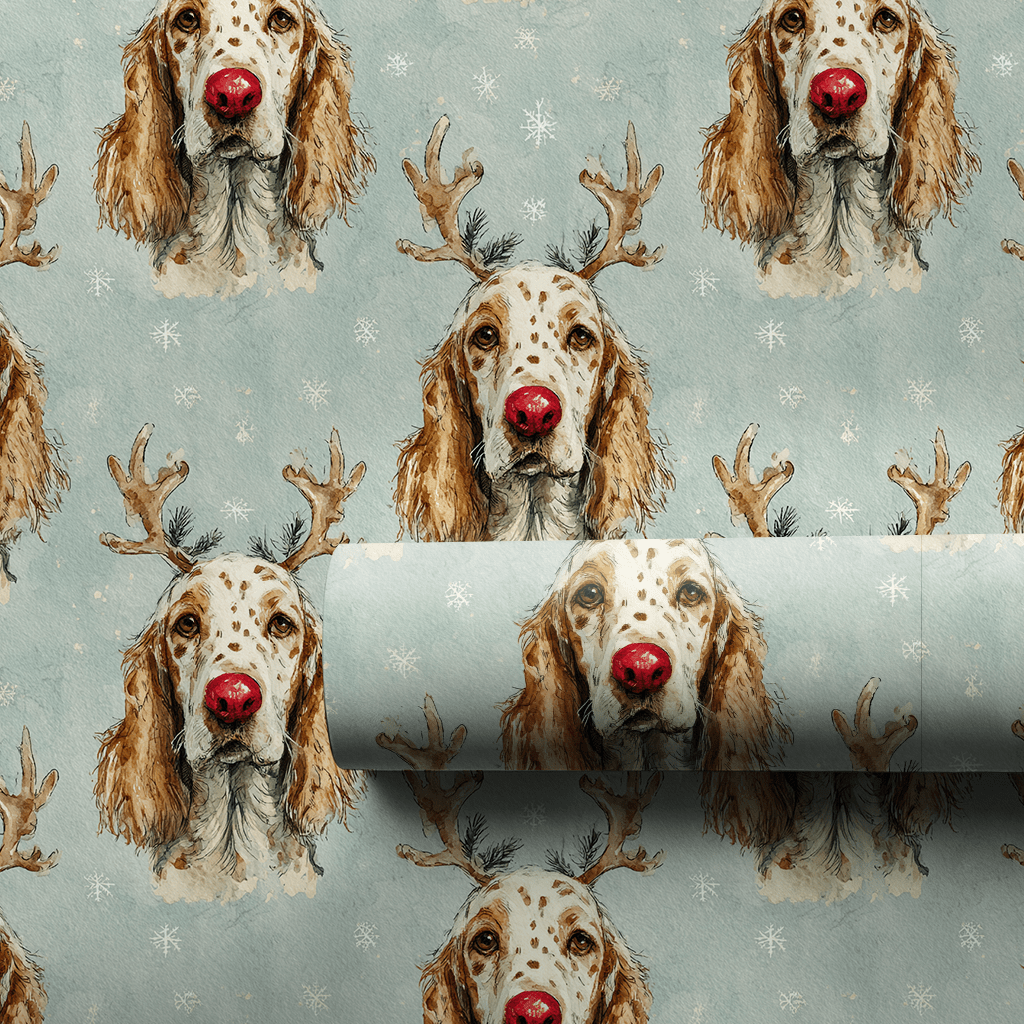 Rudolph the English Setter - Wrapping Paper - Aspen & Arlo