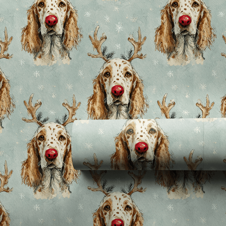 Rudolph the English Setter - Wrapping Paper - Aspen & Arlo