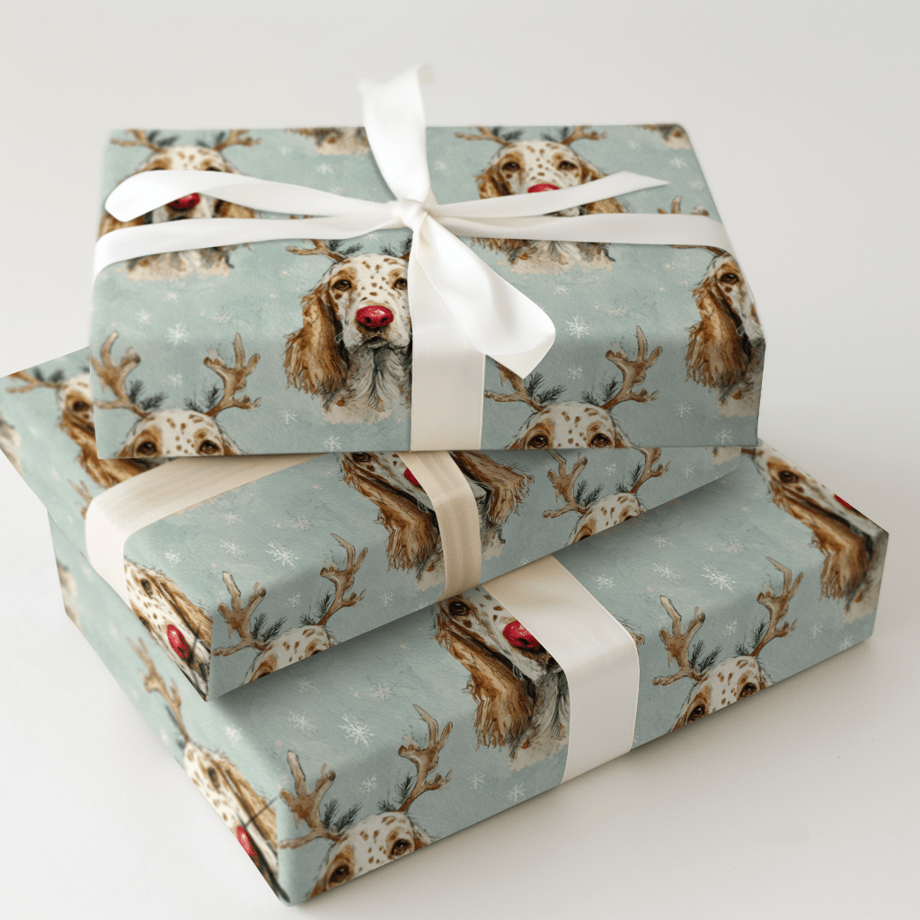 Rudolph the English Setter - Wrapping Paper - Aspen & Arlo