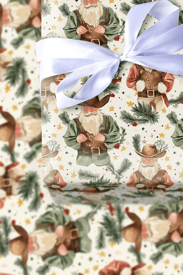 Cattle Drive Santa - Wrapping Paper - Aspen & Arlo