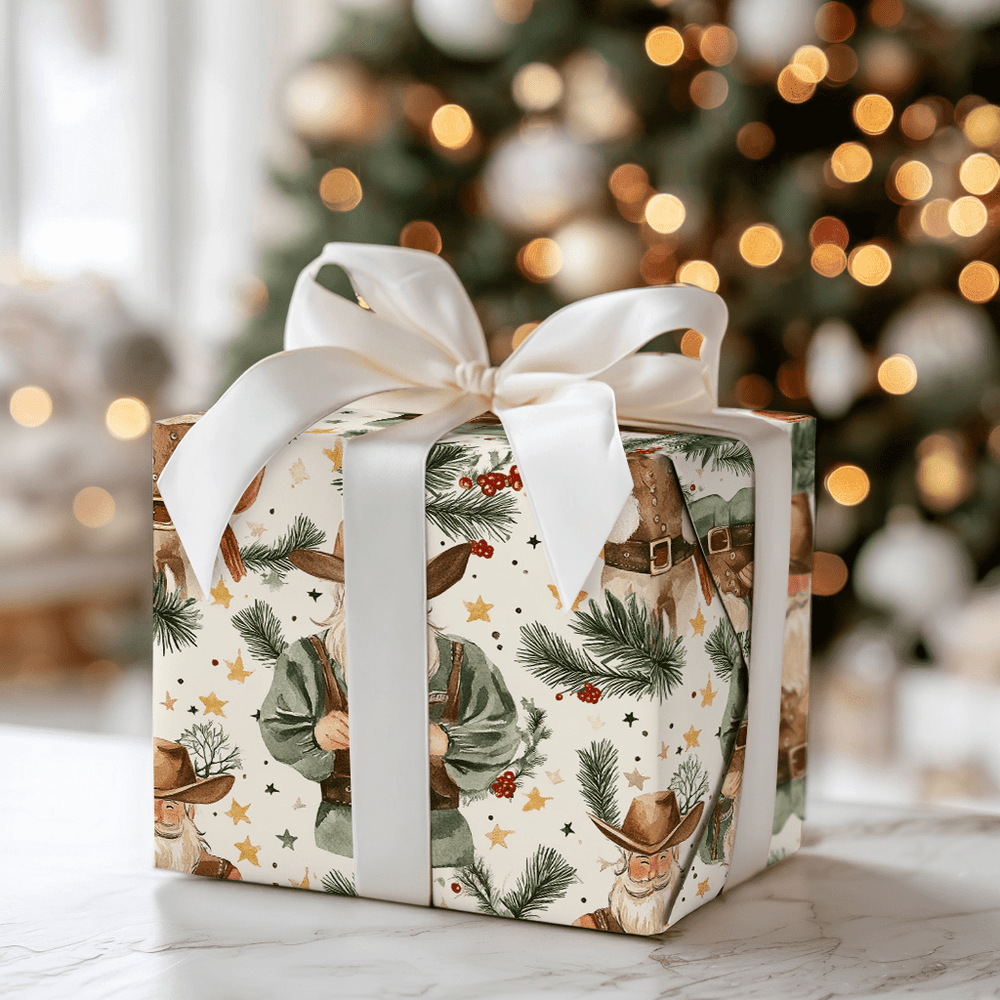 Cattle Drive Santa - Wrapping Paper - Aspen & Arlo