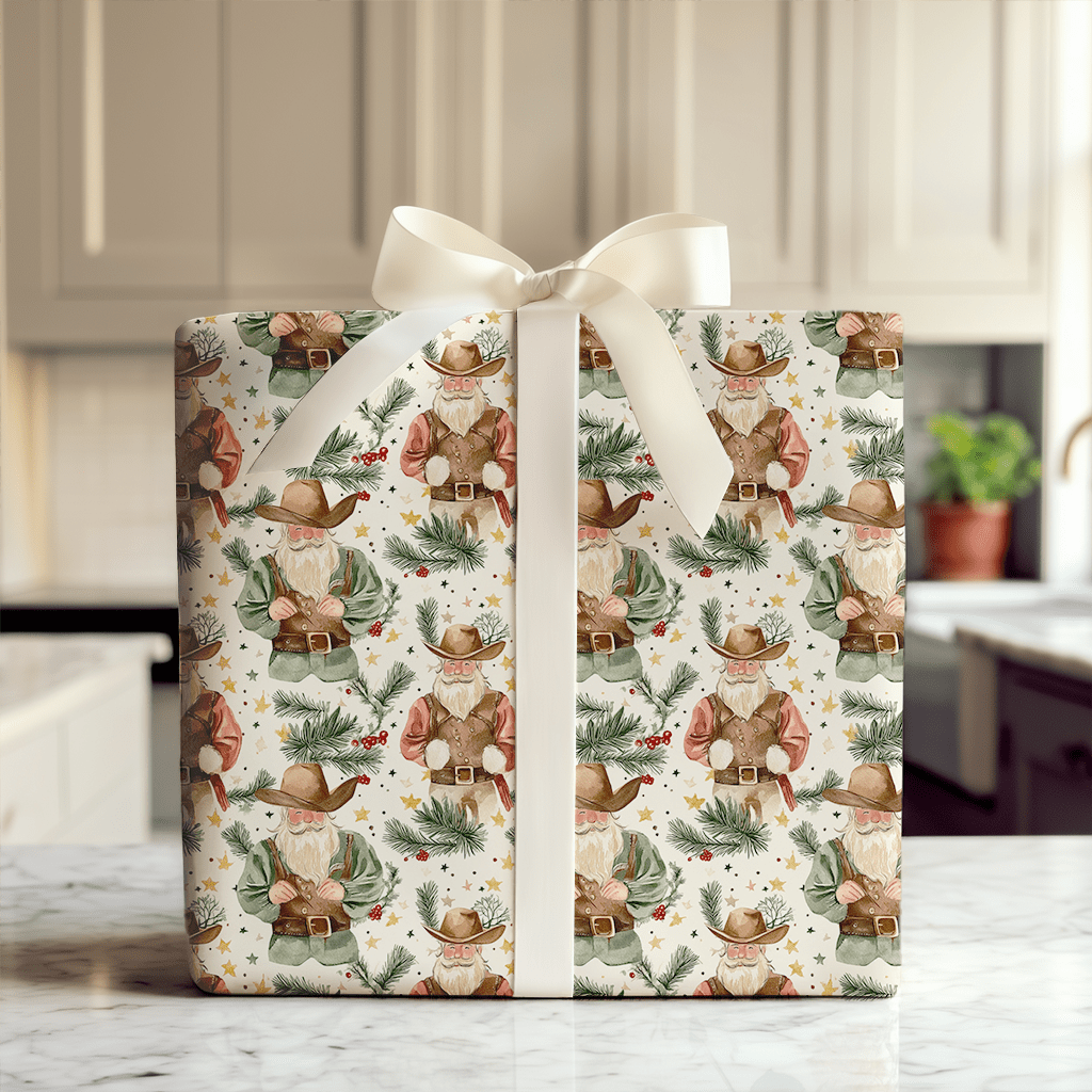 Cattle Drive Santa - Wrapping Paper - Aspen & Arlo