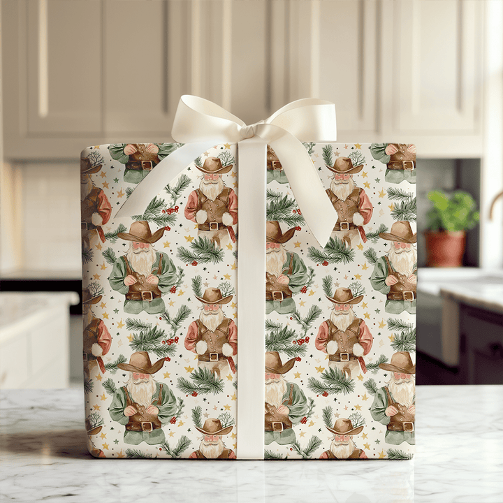 Cattle Drive Santa - Wrapping Paper - Aspen & Arlo