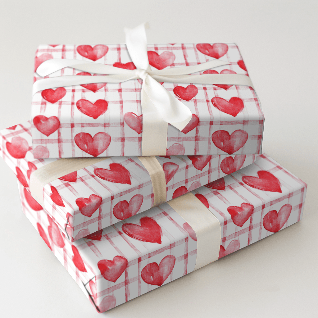 Heartfelt Gingham - Wrapping Paper - Aspen & Arlo