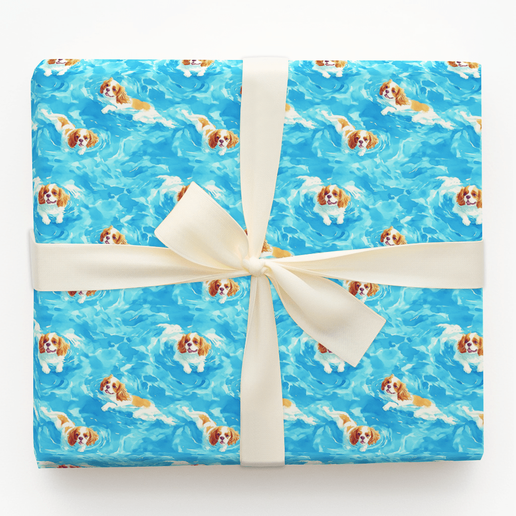 Pool Day with the Cavalier King Charles - Wrapping Paper - Aspen & Arlo