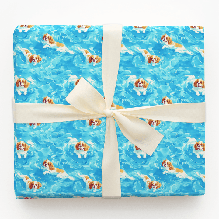 Pool Day with the Cavalier King Charles - Wrapping Paper - Aspen & Arlo