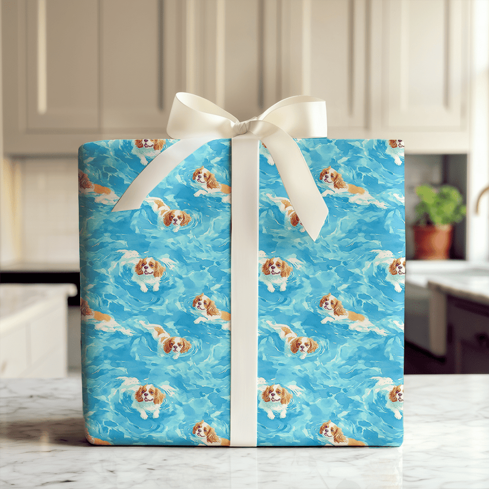 Pool Day with the Cavalier King Charles - Wrapping Paper - Aspen & Arlo