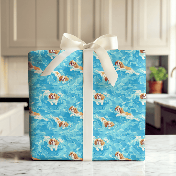 Pool Day with the Cavalier King Charles - Wrapping Paper - Aspen & Arlo