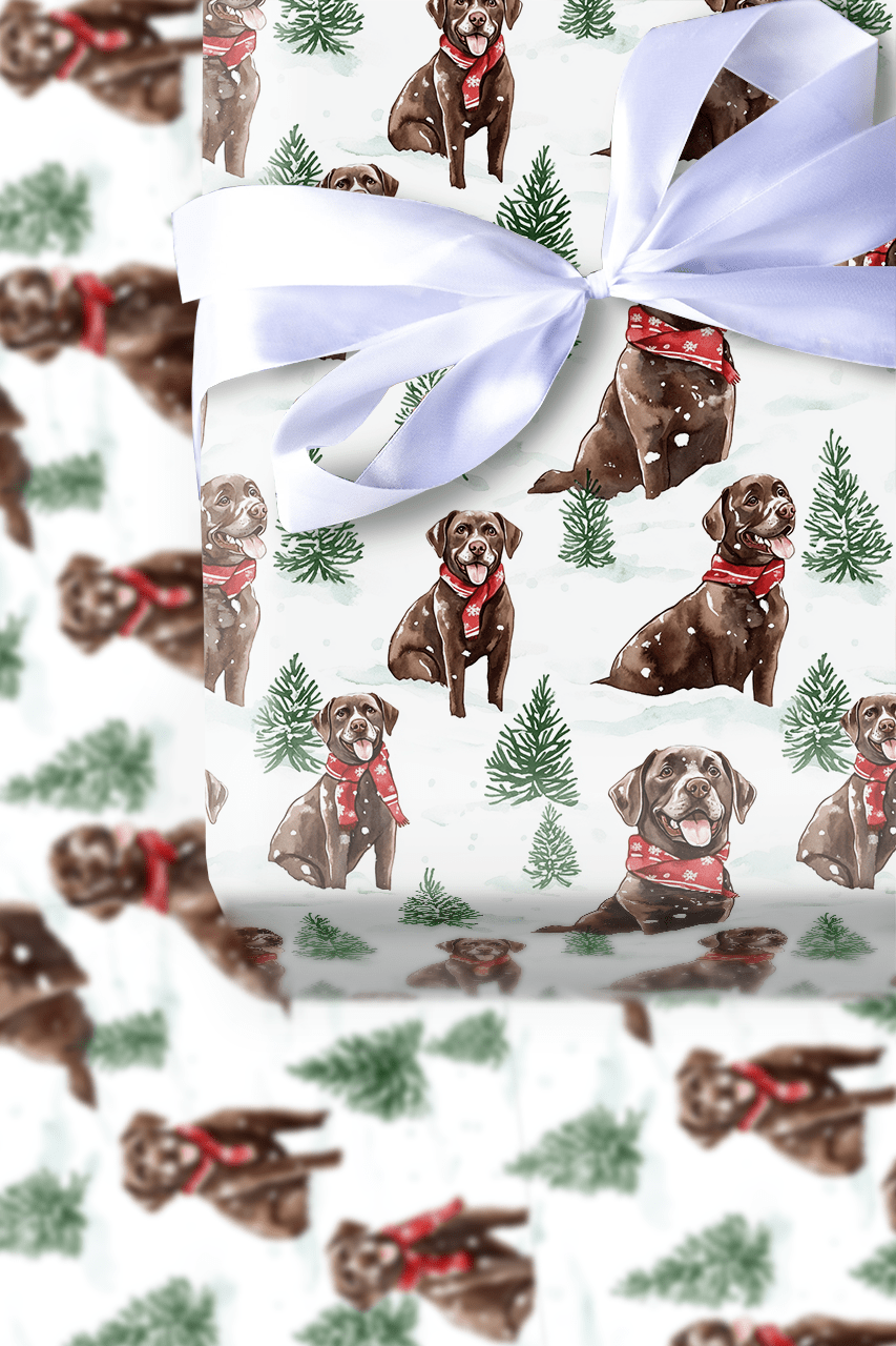 Snow Day for Chocolate Labs - Wrapping Paper - Aspen & Arlo