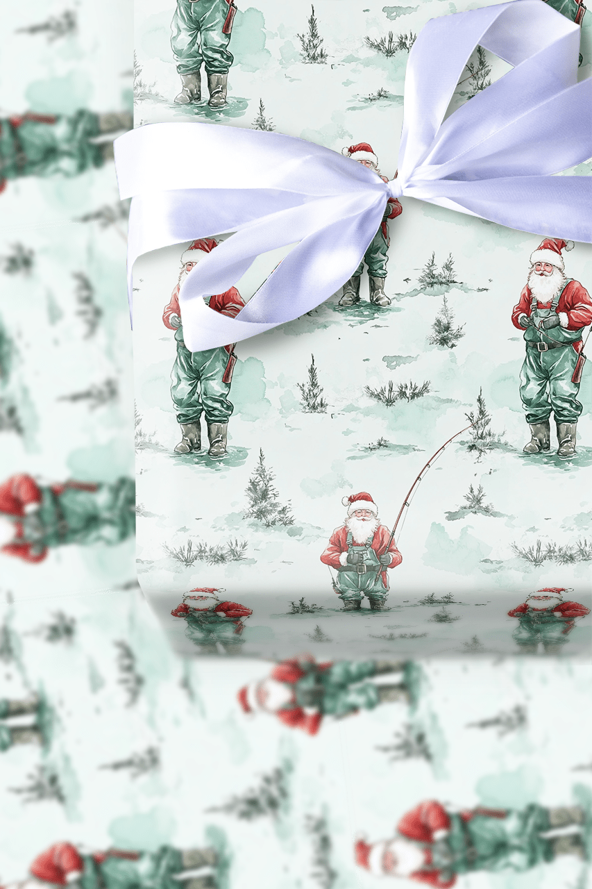 Wading Claus - Wrapping Paper - Aspen & Arlo