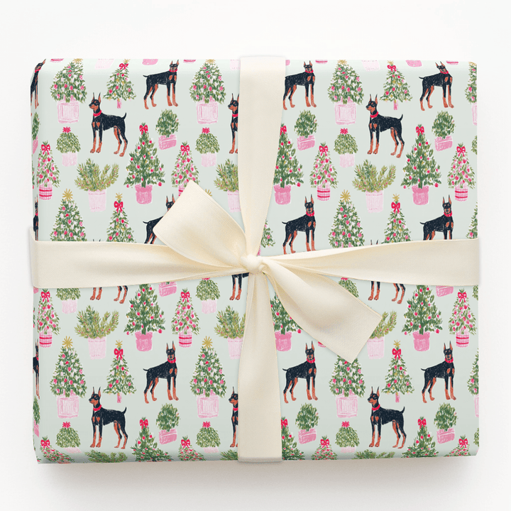Deck the Trees Dobermans - Wrapping Paper - Aspen & Arlo