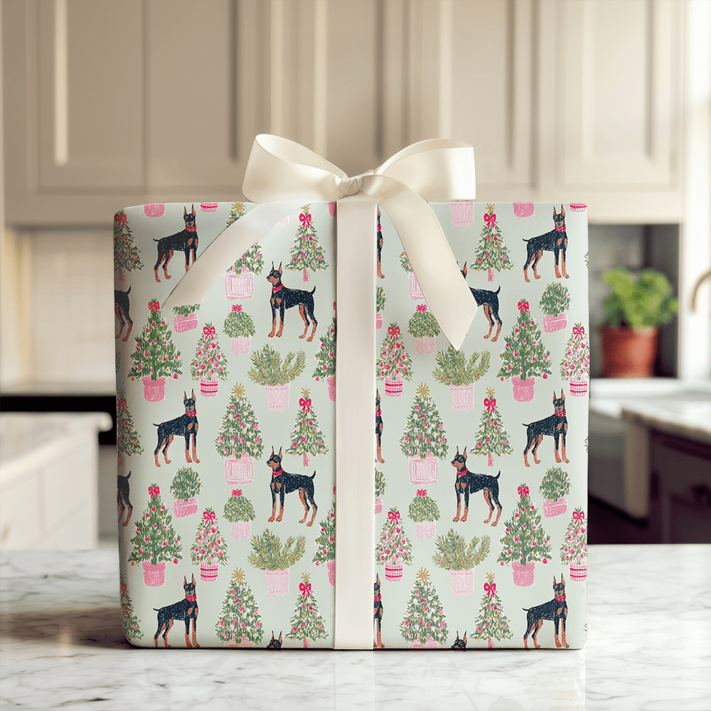 Deck the Trees Dobermans - Wrapping Paper - Aspen & Arlo