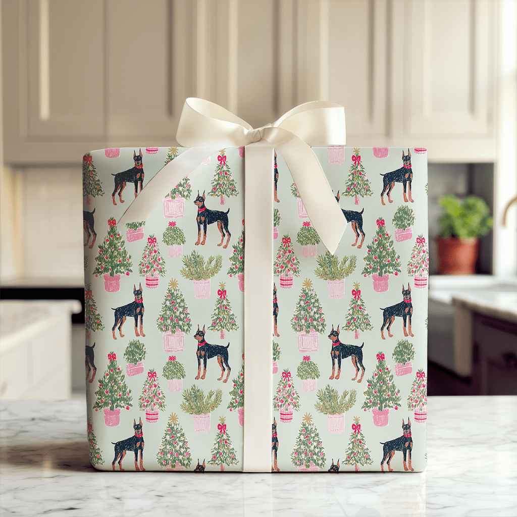 Deck the Trees Dobermans - Wrapping Paper - Aspen & Arlo