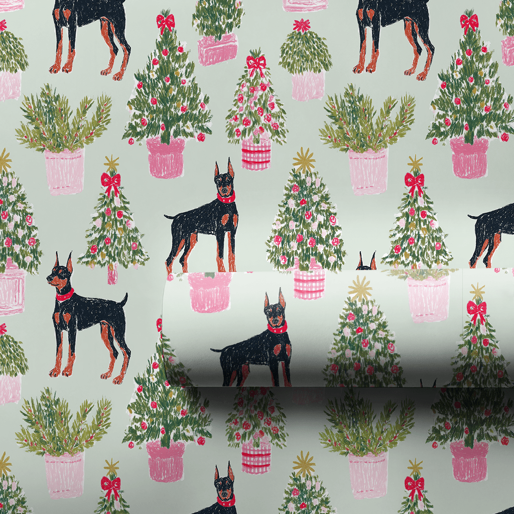 Deck the Trees Dobermans - Wrapping Paper - Aspen & Arlo