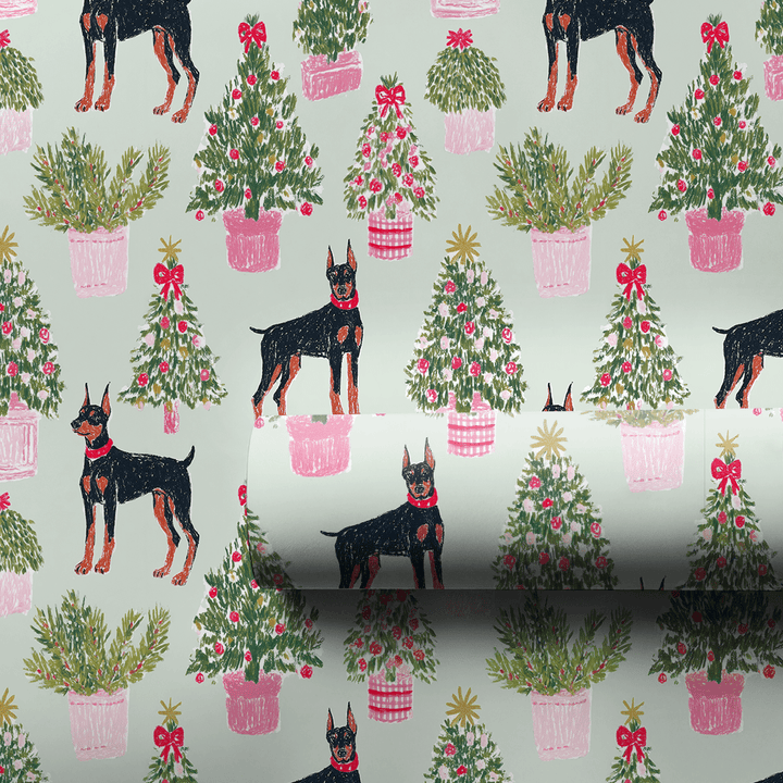 Deck the Trees Dobermans - Wrapping Paper - Aspen & Arlo
