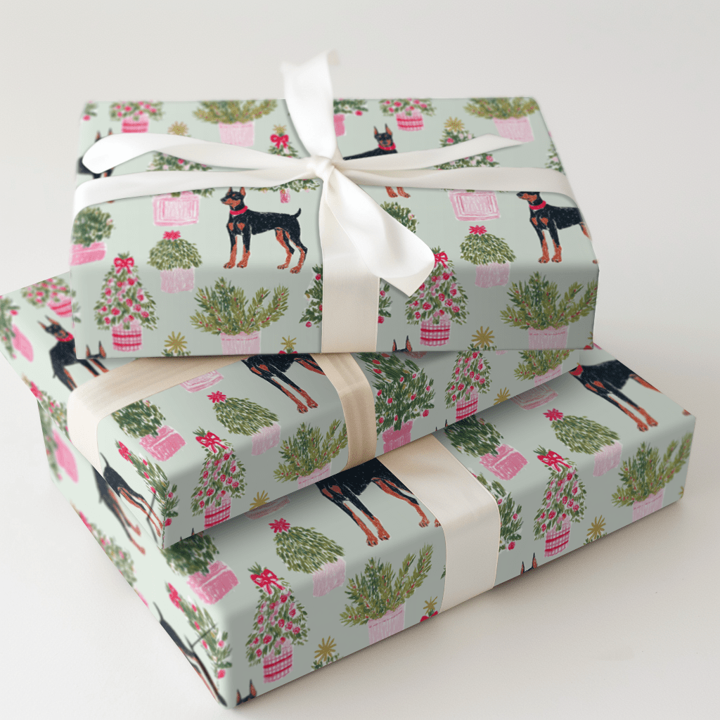 Deck the Trees Dobermans - Wrapping Paper - Aspen & Arlo