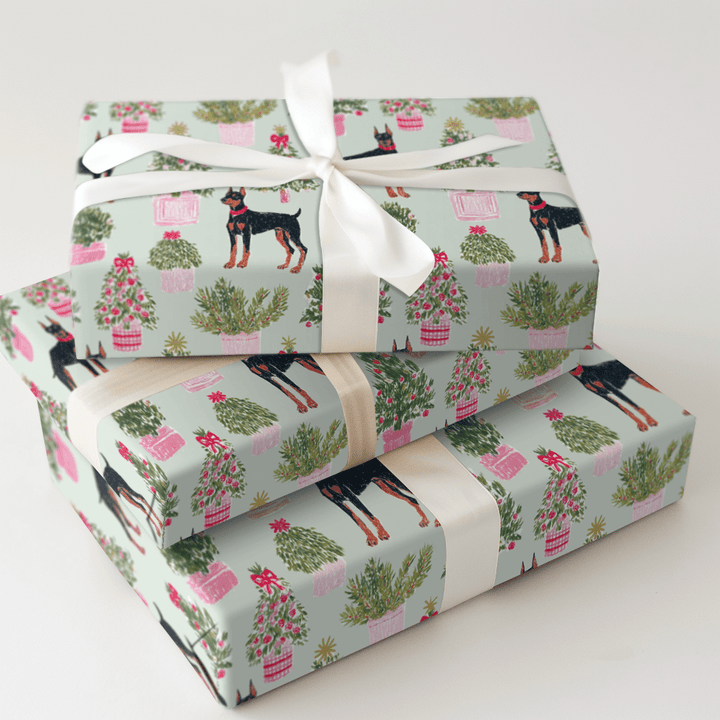 Deck the Trees Dobermans - Wrapping Paper - Aspen & Arlo